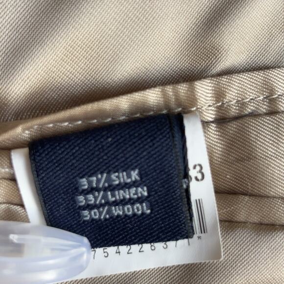 Brooks Brothers Silk Linen Wool Blazer Men's Size 44S Beige Herringbone - Picture 7 of 9